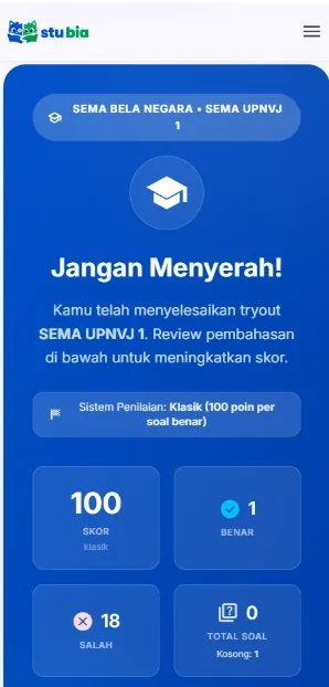 Skor Ujian Mandiri Stubia